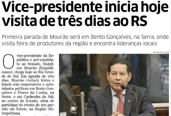 Jeferson Miola: General Mourão, que preside Conselho da Amazônia, faz feriadão em feiras e campanha eleitoral no RS